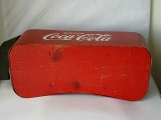 RARE VTG 1940 ' S RED WOOD COCA - COLA VENDOR STADIUM BOTTLE CARRIER WITH STRAP 10