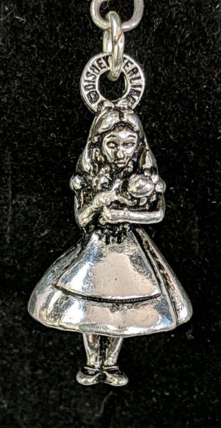 Vtg Alice In Wonderland Holding The " Pig Baby " Charm Sterling Silver 925 Pendant