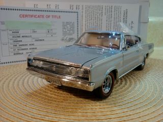 Danbury 1967 Dodge Charger.  1:24.  Rare Le.  Docs.  Undisplayed.  Old Stock