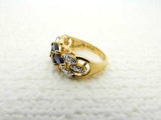 Estate Fresh.  925 Sterling Silver Gold Wash Sapphire & Diamond Ring Size 6 3