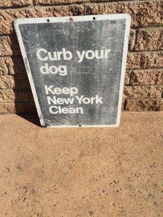 Official Vintage Sign Curb Your Dog York City Keep 18x24 "
