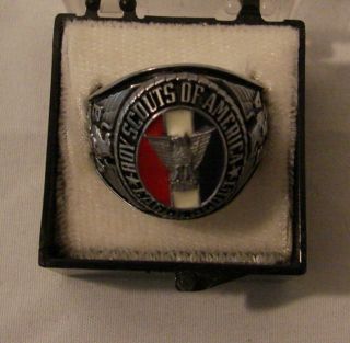 Vintage Large Chunky Size 10 Eagle Scout Ring Boy Scouts Of America Enamel Bsa