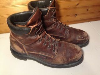 Vintage RED WING Men ' s Brown Steel Toe Work Safety Chore Boots US size 10.  5 D 2