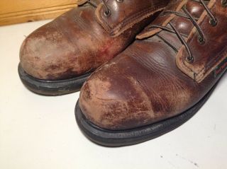 Vintage RED WING Men ' s Brown Steel Toe Work Safety Chore Boots US size 10.  5 D 3