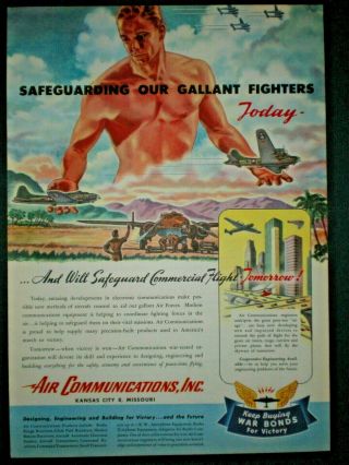 1944 Future Airplane Futuristic City Scape Wwii Air Communications Art Print Ad
