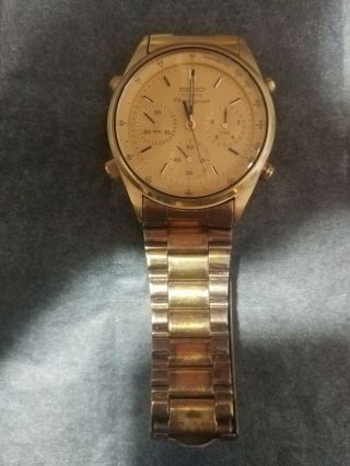 Vintage Seiko Chronograph 7a28 - 7029 Gold Tone Quartz Watch Parts/repair