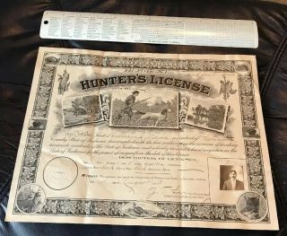 1903 Indiana Resident Hunting And Fishing License Clinton County 9 X 12 Inches