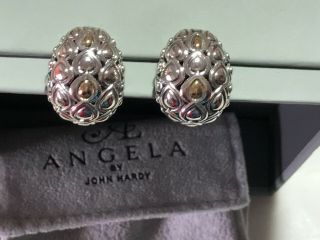 Angela By John Hardy 14k Gold W/ 925 Sterling Silver Siam Clip On Earrings