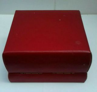 VINTAGE OMEGA WATCH BOX WITH CLIP,  LID ACTION FINE,  10 X 10 X 6 CMS. 2