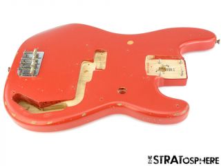 Fender Vintage 50s Road Worn P Bass Body & Hardware Precision Fiesta Red Relic