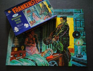 Rare Vintage Jaymar Frankenstein Puzzle Large 17 " X 22 " Complete & Box