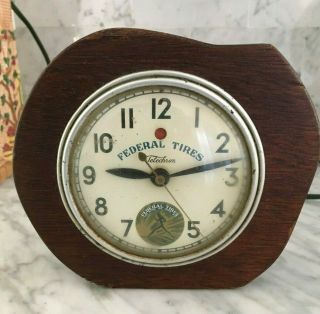 Vintage Sign Federal Tire Clock Sign Vintage Sign Antique Sign Telechron Clock