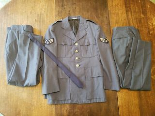 Vintage Military Us Air Force Mens Serge Blue Dress Uniform Jacket Trousers 39 S