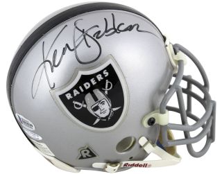 Raiders Ken Stabler Authentic Signed Vintage Authentic Mini Helmet Bas