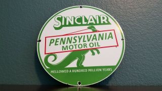 Vintage Sinclair Gasoline Porcelain Dino Motor Service Station Pump Plate Sign
