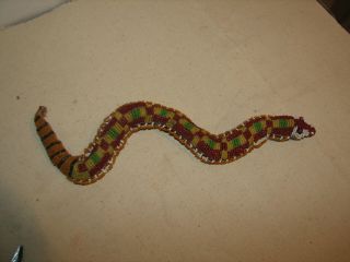 Vintage Antique Native American Sioux Umbilical Cord Beaded Fetish Snake