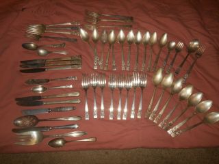 42pcs Oneida Community Coronation Silverplate Flatware,  9 Pc Variety