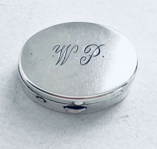 Antique Sterling Silver Pill/snuff/trinket Box Monogrammed " Wp "
