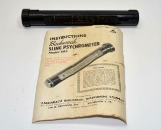 Antique Vintage Bacharach Sling Psychrometer Model Sac 30 – 110 F W Instruction