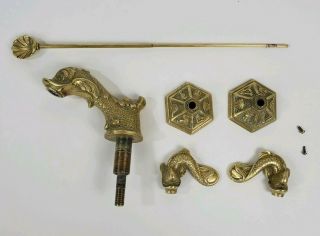 Rare Vintage Brass Phylrich Sherle Wagner Fish Lavatory Faucet Fixture Set