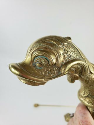Rare Vintage Brass Phylrich Sherle Wagner Fish Lavatory Faucet Fixture Set 3