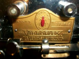 Vintage Vibroplex Telegraph Key Presentation Bug Chrome & Red 172524