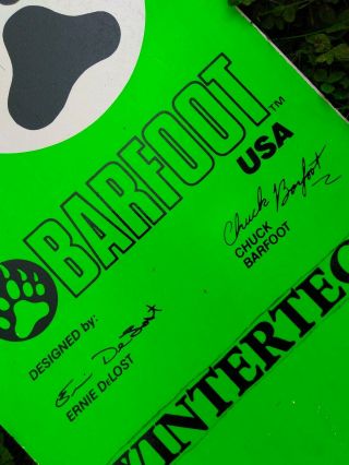 Vtg BARFOOT USA Snowboard 171cm Twin Tip Freestyle Green Florescent DeLost 2