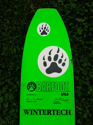Vtg BARFOOT USA Snowboard 171cm Twin Tip Freestyle Green Florescent DeLost 5
