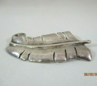 Ming ' s Hawaii Sterling Silver Curled End Tropical Leaf Pin 2 5/8 