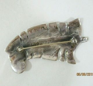 Ming ' s Hawaii Sterling Silver Curled End Tropical Leaf Pin 2 5/8 