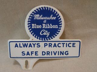 Milwaukee A Blue Ribbon City Vintage Advertising License Plate Topper Souvenir