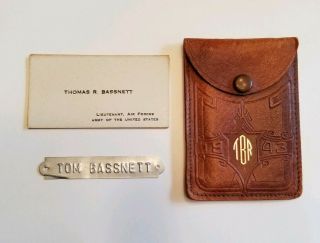 Wwii Us Army Air Force Flight Officer Leather Card Holder Name Plate Cards 1943