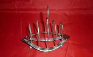 Antique Boat Shape Silver 5 Bar Toast Rack,  William Hutton & Sons,  London 1904