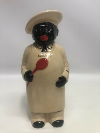Vintage Black Americana “Salty and Peppy” Chefs Yellow Salt & Pepper Shakers 6