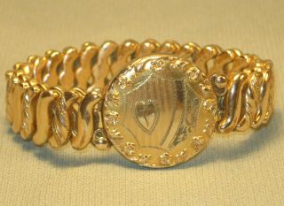 Vintage Wwii Sweetheart Victory Expansion Bracelet Gold Filled Sign Carmen D.  F.  B