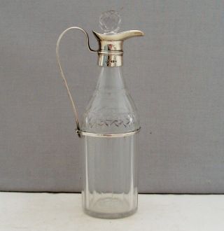 Georgian Silver Topped Glass Oil Vinegar Condiment Bottle 1802