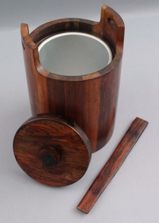 RARE Mid - Century Modernist Jean Gillon Italma Brazilian Rosewood Ice Bucket,  NR 5