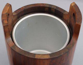 RARE Mid - Century Modernist Jean Gillon Italma Brazilian Rosewood Ice Bucket,  NR 6