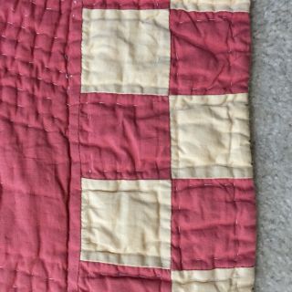 Antique Vintage PINK Cotton SIX 6 POINTED STAR Hand Finished Quilt 87”x87” 7