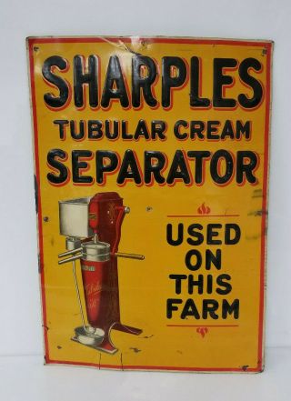 Vintage Tin Sign Advertising Sharples Tubular Cream Separator