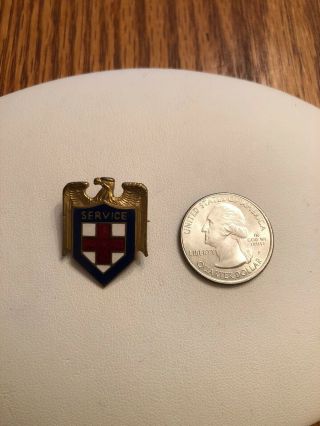 Vintage Ww Ii Era Red White Blue Enamel Red Cross Service Pin With Eagle