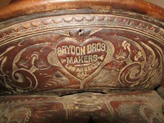 Vintage 1900 1940 ' s BRYDON BROTHERS Los Angeles Ca TOOLED LEATHER Child ' s SADDLE 3