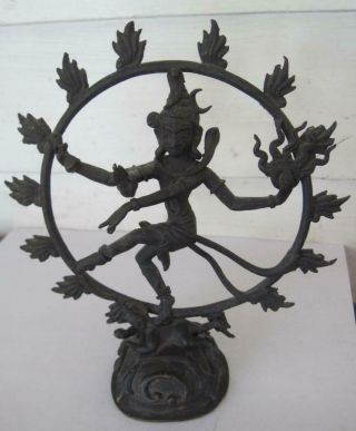 Vintage Brass Bronze Hindu Dancing Goddess Jai Shiva Nataraja Statue