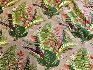 Vintage Pr.  Wildflowers & Ferns 108 " W (52 " With Pleats) X 80 " L Barkcloth Drapes