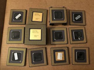 12 Intel Vintage Chip Scrap Gold Cpu Processors