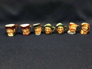7 Vintage Royal Doulton 1 3/8 " Toby Jug Mug Miniature Character Pitchers England