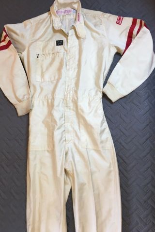 Vintage Simpson Safety Coveralls Auto Racing Khaki Men Size 42x33 Jumpsuit