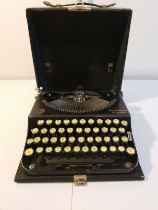 Vintage 1920s Black Remington Portable Typewriter,  Glass Keys,