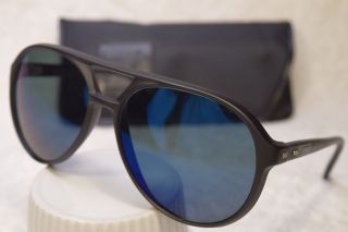 Nib Ziari Kitty Hawk Blue Mirror Polarized Glass Lens Aviator Sunglasses W/ Case