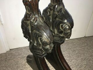 RARE ANTIQUE 18TH CENTURY? GOTHIC FIGURAL CARVED OAK CHURCH PEW ENDS BENCH ENDS 3